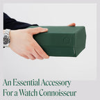 QWATCHBANDS Napa Leather Watch Case for Men - Watch Roll Storage Organizer & Watch Display - Six Slot Luxury Watch Box for Home or Travel - Mens 6 Watch Holder Case (Green Cream)