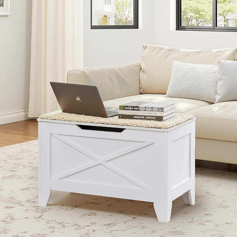 VECELO 30" Storage Chest with Lift Top Storage, Farmhouse Style Ottoman ...