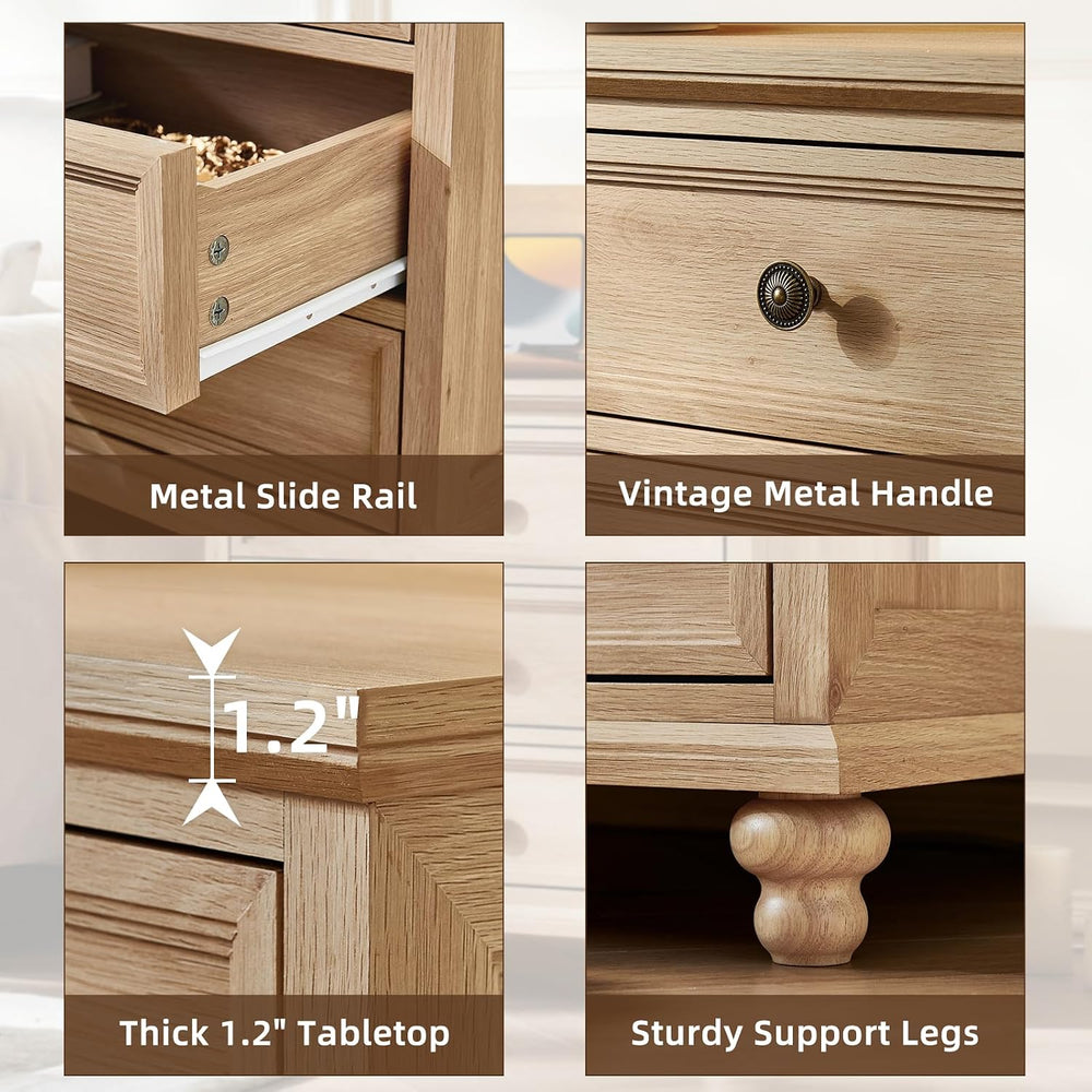 Joaxswe 24" Wide Farmhouse Night Stand Set of 2,Large End Table with 3 D...
