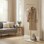 Coat Rack, T-Shaped Freestanding Metal Clothes Stand with Sintered Stone Base, Stable & Sturdy Storage for Coats, Hats, Bags, and Scarves, Ideal for Entryway, Office, and Bedroom, 15.7" x 9.8" x 66.5"