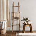 LuxenHome 60-Inch Tall Solid Wood Natural 4-Rung Blanket Ladder