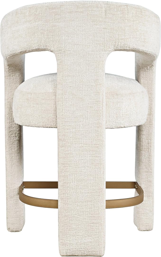 Jofran Upholstered Counter Stool with Arms – Versatile Barstools – Stylish Seating for Kitchen Dining Room or Home Bar, Natural, Single Stool