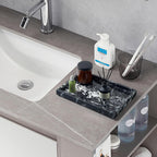 Real Natural Marble Tray for Bathroom, Vanity, Kitchen and Desktop, Rectangle Genuine Marble Stone Tray for Jewelry, Cosmetics, Candles, Lotion, Perfume and Home Decor (Black)