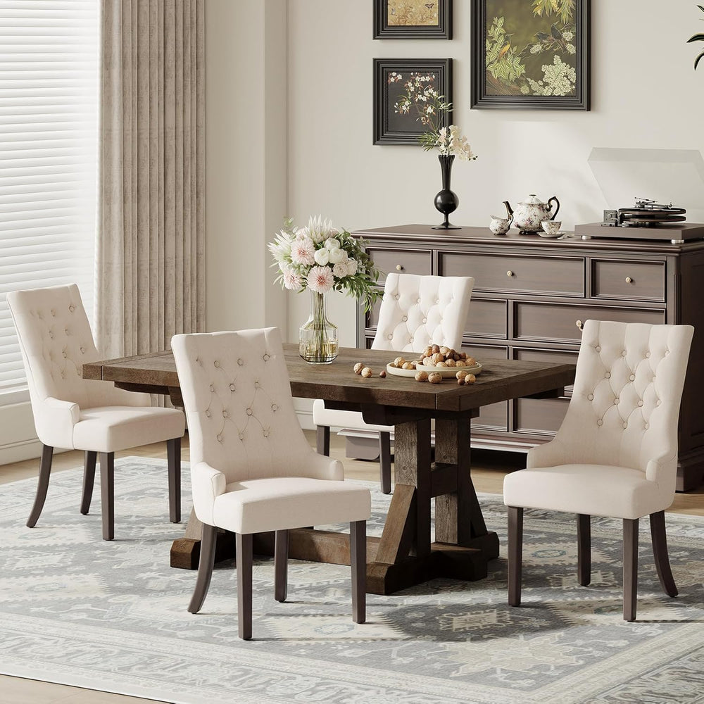COLAMY Wingback Dining Chairs Set of 4, Beige