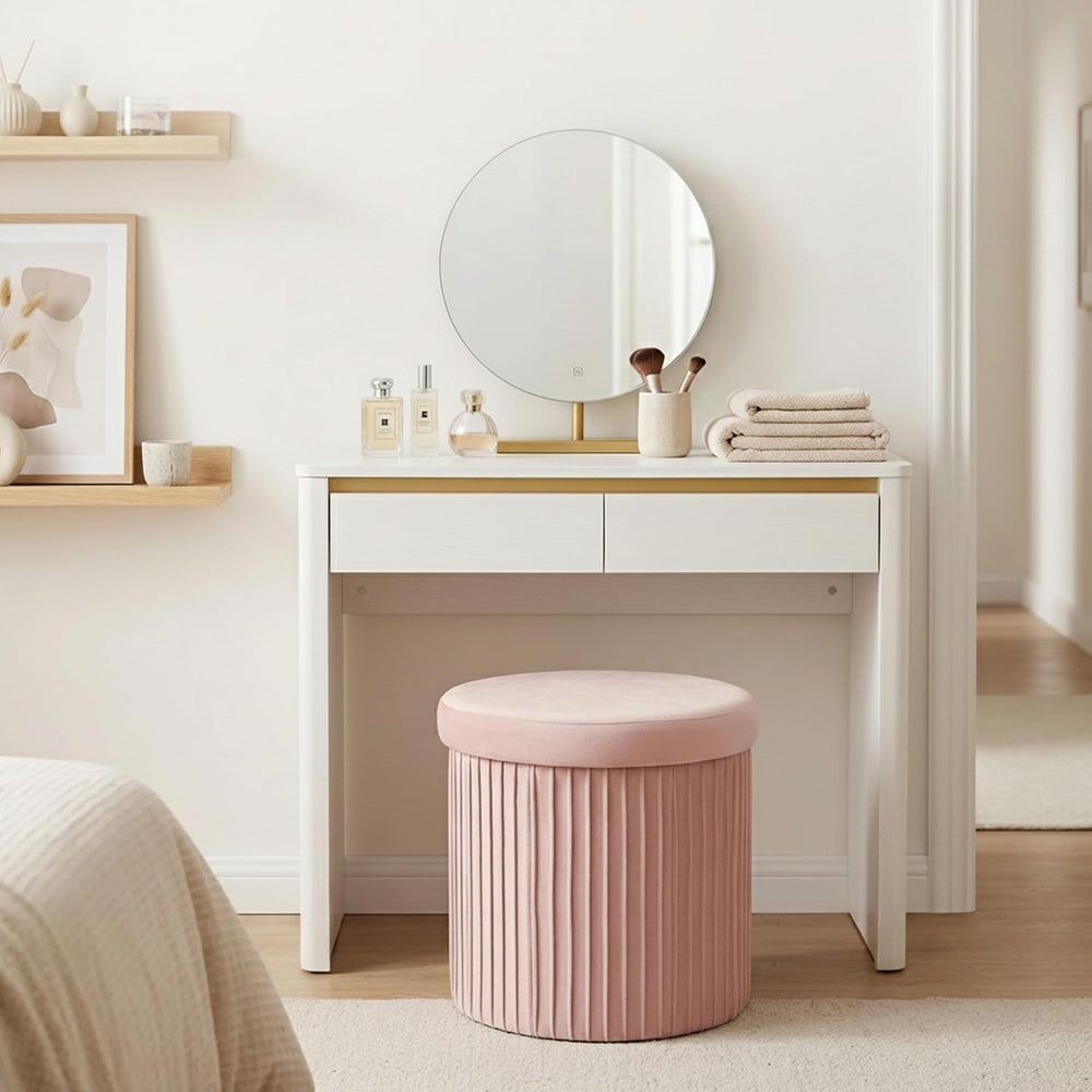 Relaxdays Velvet Stool with Storage Space Padded Foldable H 38 x D 38 cm Roun...
