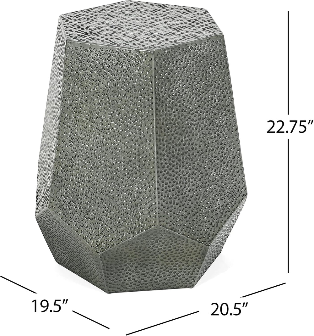roomfitters Modern Hammered Iron Side Table, Metal End Table for Living Room,...