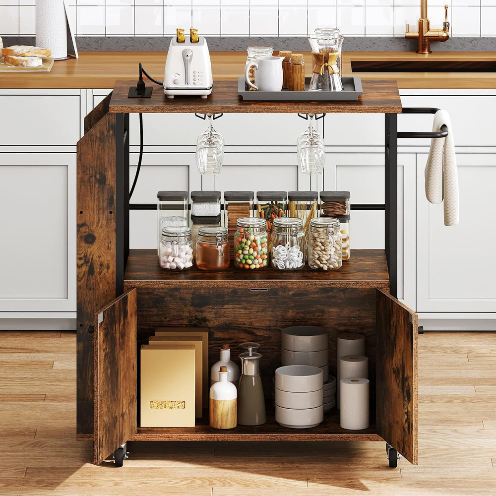 YITAHOME Kitchen Island Cart with Power Outlet, 36 Inch Mobile Kitchen Cart w...