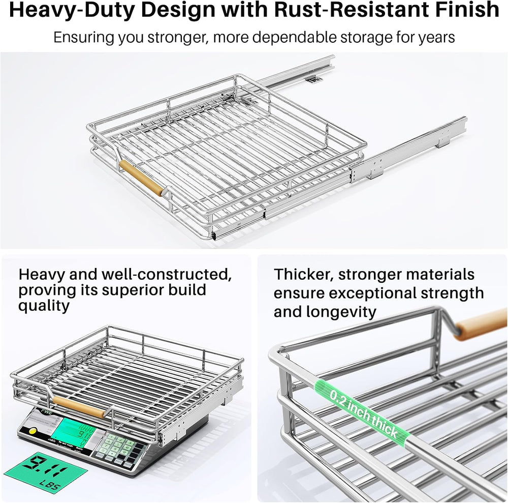 Pull out Cabinet Organizer, 21"W X 21"D, Heavy Duty Smooth Sliding ...