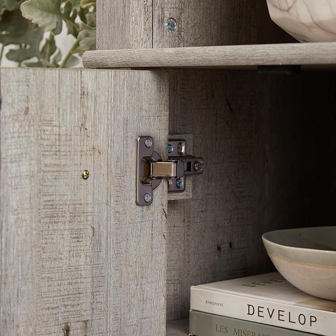 TV Stand for 65" TV: Rustic Drawer-Like TV Cabinet | Tall Farmhouse Media Entertainment Center with Storage Console and Adjustable Shelves for Living Room - Light Gray