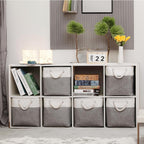 Fabric Storage Bins, 11 inch cube storage bins with Handles, 11x11cube storage organizer bins, Collapsible Storage Bins for Shelves and Home, Cubby Storage Cubes (white-gray, 10.5x10.5x11in)