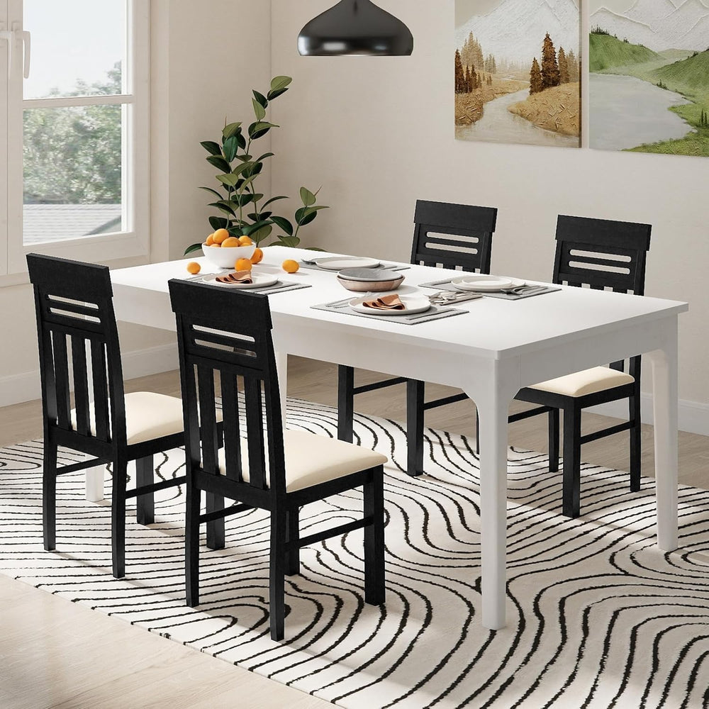 Giantex Wooden Dining Chairs Set of 2, High Back Black Dining Room Chairs wit...