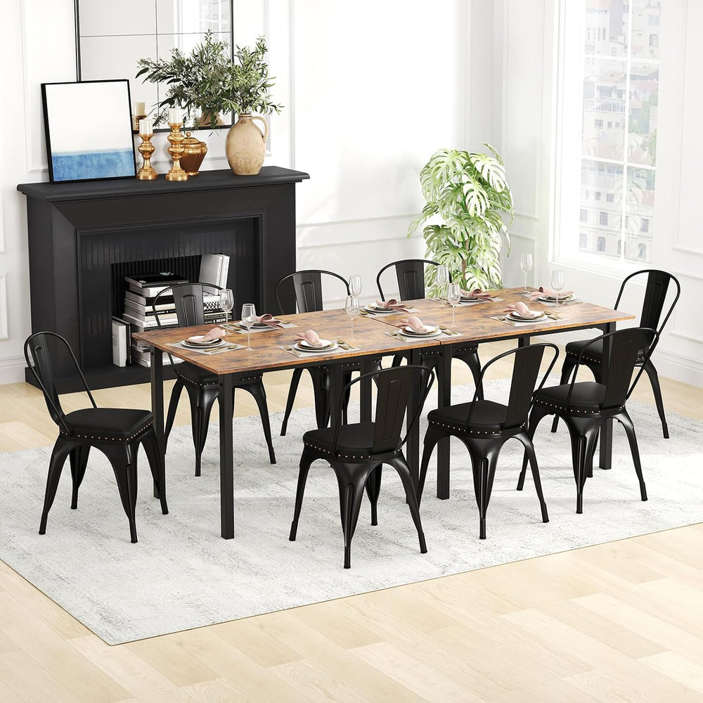 GIANTEX Metal Dining Chairs Set of 4, Stackable Armless Kitchen Side Chair wi...