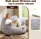 WLIVE 43'' Giant Bean Bag Chair, Bean Bag Sofa with Armrests for Adults, Bean Bag Couch with High-Density Memory Foam for Livingroom, Bedroom, Grey