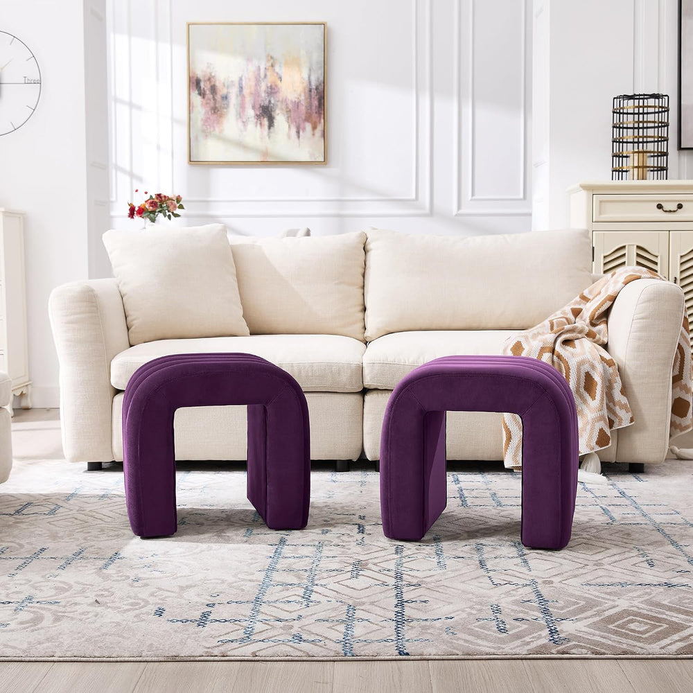 Multi-Functional Ottoman Stool Set of 2, Footrest for Couch, Modern Vanity St...