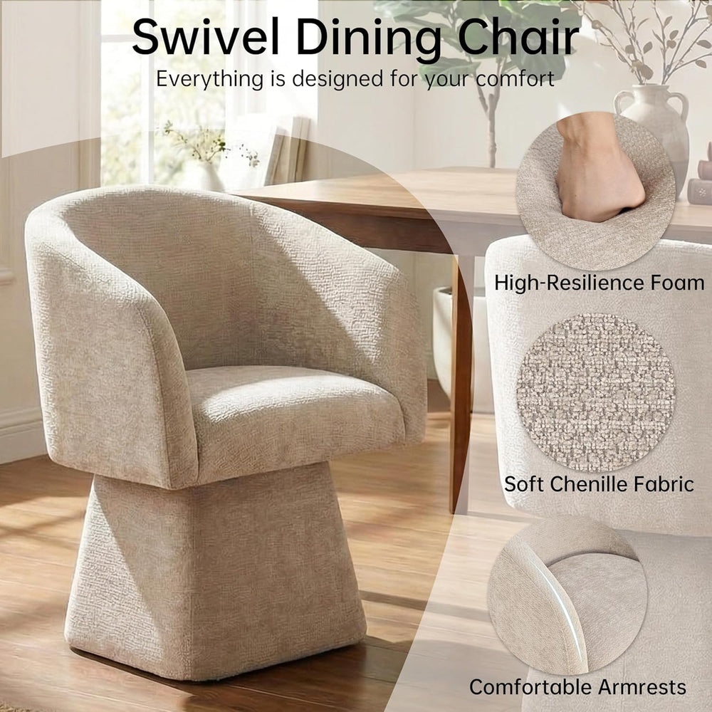 VKNOW Upholstered Swivel Dining Chairs Set of 2, Modern Dining Room Chairs wi...