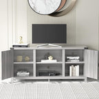 JUMMICO TV Stand, 65 Inch TV Farmhouse Entertainment Center with Double Barn Doors and Storage Cabinets, Console TV Table Media for Living Room, Bedroom (Grey)