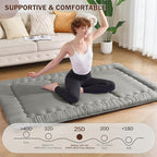 Japanese Floor Futon Mattress Queen Size, 25D High Density Support Foam, 4" Thicken Foldable Mattress Tatami Mat Sleeping Pad Suitable for Camping, Guest Room, Dark Grey 60"x 80"