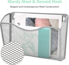 EASEPRES 6 Single Pocket Mesh Hanging File Organizer, Vertical Wall Mounted Magazine File Holder, Mount Basket Mail Paper Document Folder Organizing for Office, Home and School, Silver