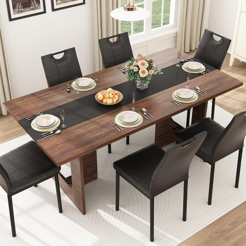 Squireewo 70 INCH Dining Table for 4 6 People, Modern Wooden Dining Table W/T...