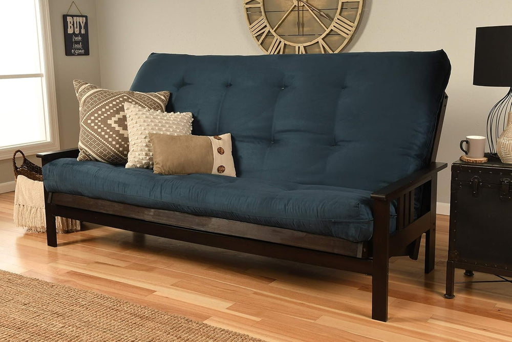 Kodiak Furniture Monterey Futon Set in Espresso Finish, Suede Navy
