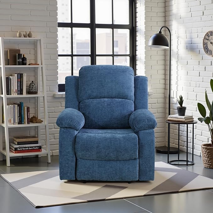 Recliner Sofa Set Couches for Living Room Chair Fluffy Fabric Living Room Furniture Sets, Adjusted Reclining Couch Furniture Sofa Set for Theater Seating, Light Blue