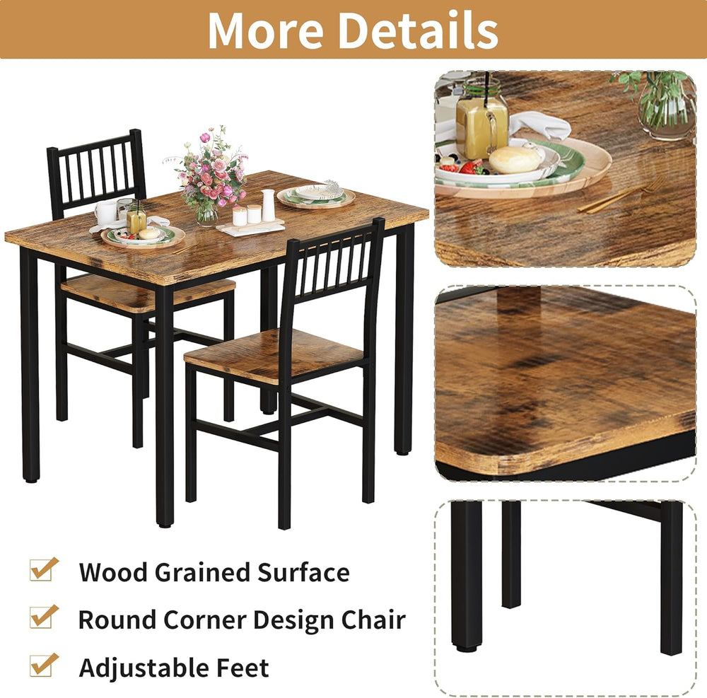 AWQM 3 Piece Dining Table Set for 2, Small Kitchen Table Set for 2 with Chair...