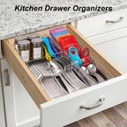SMARTAKE 7 PCS Drawer Organizer, 4-Size Desk Drawer Organizer Trays | Storage Tray with Non-Slip Silicone Pads for Makeup, Jewelries, Utensils in Bedroom Dresser, Office and Kitchen (Clear)