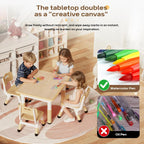 HLPB Kids Table and 4 Chairs Set, Adjustable Height Graffiti Toddler Table | Non-Slip Legs, Children Multi-Activity Table for Ages 2-8, Max 300lbs, Classroom/Daycare/Home, 31.5''L x 23.6''W