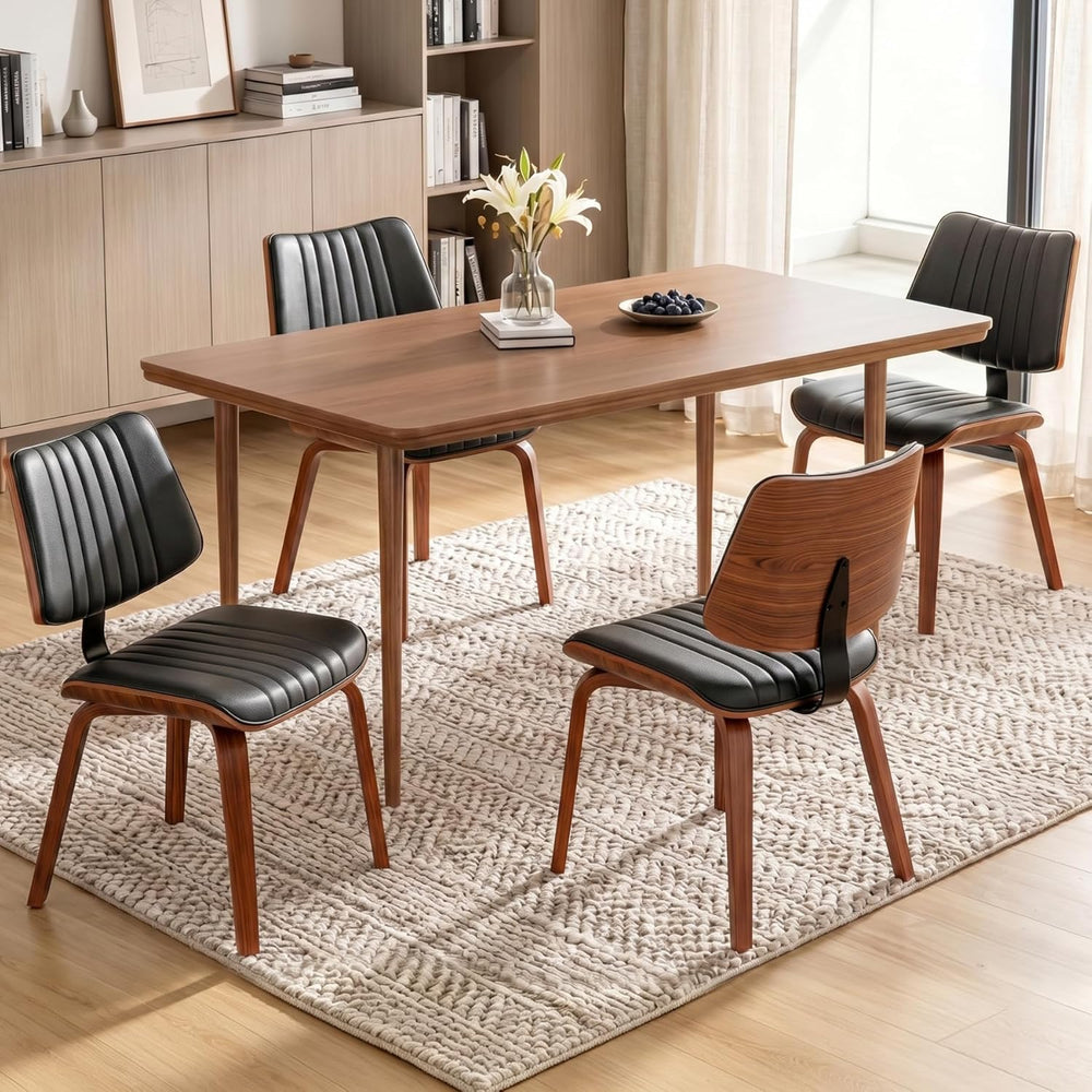 Mid Century Modern Dining Chairs Set of 4, Farmhouse Faux Leather Upholstered...