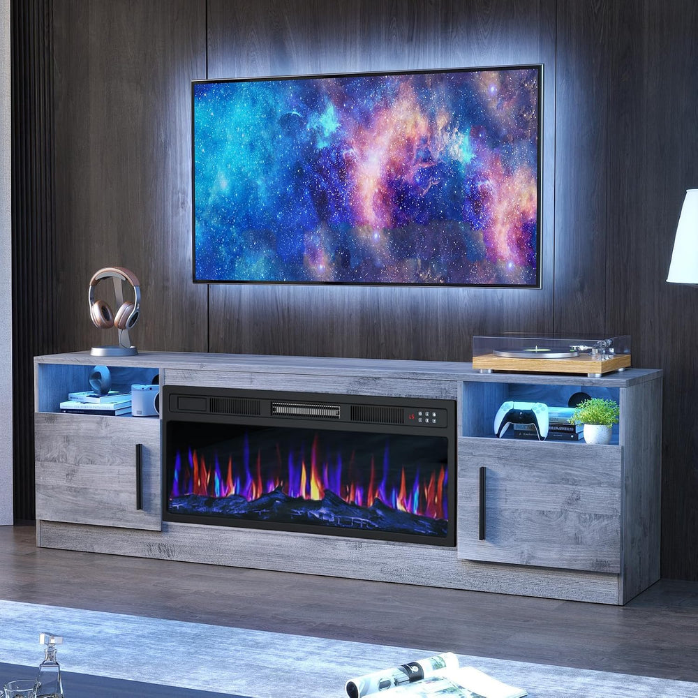 PRETZI Fireplace TV Stand with 36" Fireplace Up to 80" TVs for Livi...