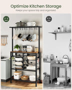 CHOEZON Pots and Pans Organizer Rack, Kitchen Bakers Rack, Multi-Tier Storage Shelf, Kitchen Island Table, Cooking Rack with Pots and Pans Storage, Rustic Brown and Black TPR60BF