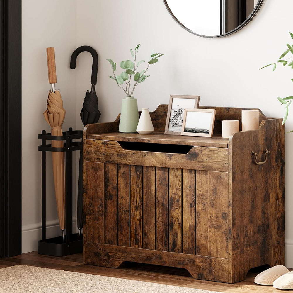 Garvee Storage Chest, Wooden Storage Bench with Safety Hinge, Flip Top Blanke...