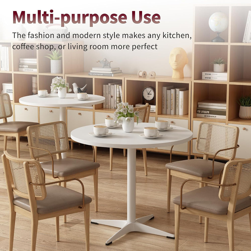 Round Dining Table Kitchen Table for 4 People 30 inch Circle Mid Century Mode...