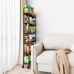 Slim Rolling Storage Cart with Wheels, Metal 6 Tier Spice Rack Mobile Shelving Unit Organizer Kitchen Utility Cart for Office Bathroom Kitchen Laundry Room Narrow Places (6inches)