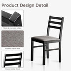 Livinia Seattle Modern Farmhouse Kitchen Dining Room Chair Set of 2, Solid Wood Fabric Upholstered Cushion Seat Wood Ladder Back Chairs (Black)