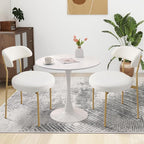 SoarFlash Kitchen Table and Chairs for 2, 31.5" Dining Table Set for 2 with Boucle Upholstered Chairs, 3 Piece Round Kitchen Table Set, Dining Room Table Set for Small Space, Apartment, Beige/White
