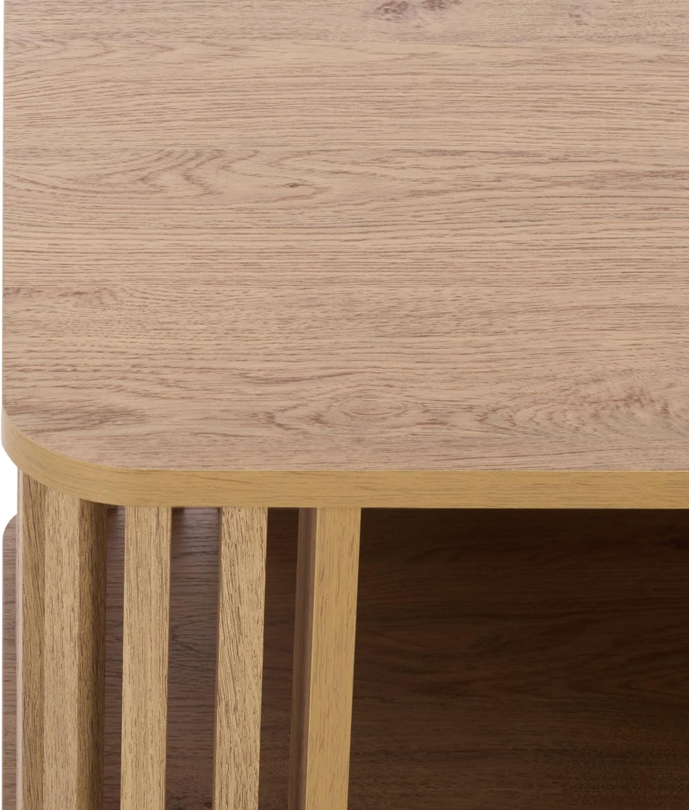 SAFAVIEH Home Collection – Kiyoshi Square Accent Table, Oak Finish & Blac...