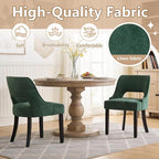 ClinQ Wooden Dining Chairs Set of 6, Modern Fabric Upholstered Kitchen Chairs Dining Chair, Mid Century Modern Chair for Kitchen Dining Room, Farmhouse Kitchen Chairs, Dark Green-Black Legs