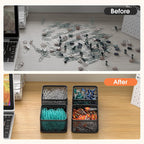 MaxGear Paper Clip Holder 4 Pack, Stackable Paperclip Organizer for Desk, Mesh Paper Clip Dispenser Binder Clip Holders, Black Desk Accessories for Office, Home, School