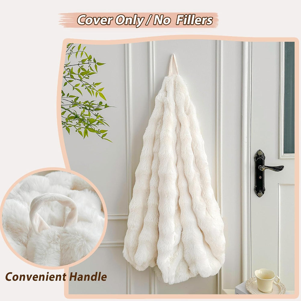LIFEREVO 3FT Fluffy Faux Rabbit Fur Bean Bag Chair Cover, No Filler, Beige | ...