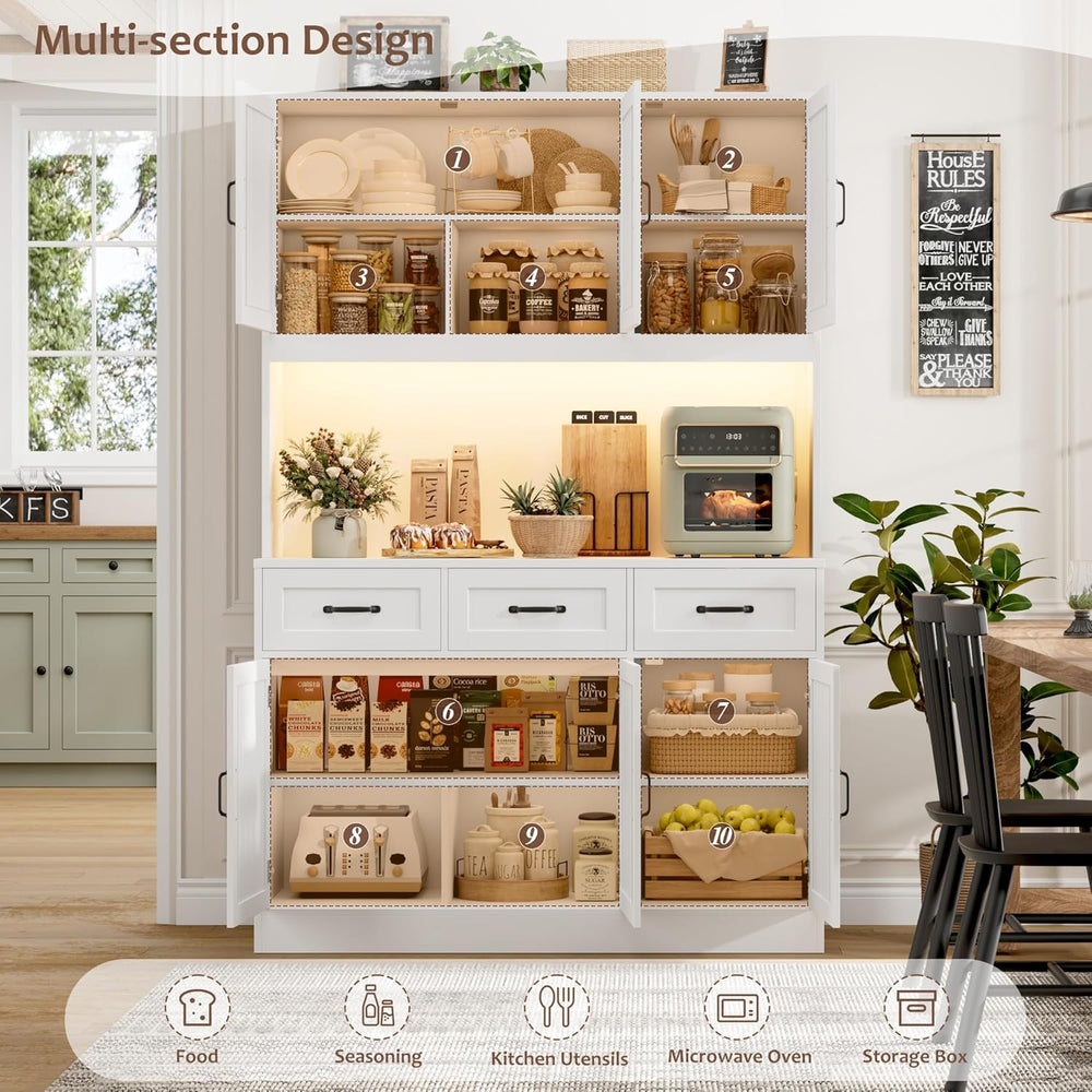 HOSTACK Kitchen Pantry Storage Cabinet, Tall Kitchen Hutch Cabinet, White | 4...
