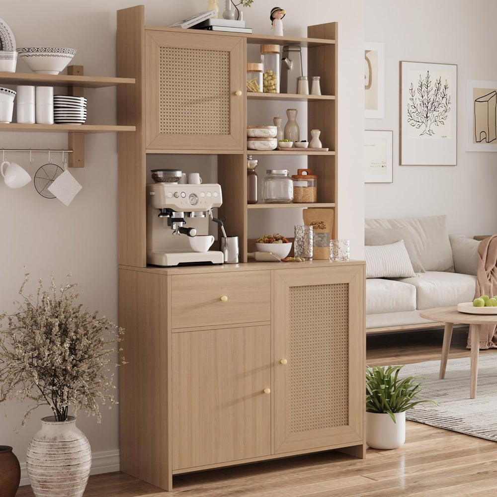 IDEALHOUSE Kitchen Pantry Cabinet with Adjustable Shelf, 71" Tall Storag...