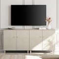 WAMPAT TV Stand Cabinets for TVs up to 75 Inches, 2-in-1 Wood Entertainment Center with Doors and 6 Compartments, 70.8" Modern Media Console Table with Storage for Living Room Bedroom, Beige Linen