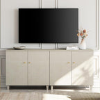 WAMPAT TV Stand Cabinets for TVs up to 75 Inches, 2-in-1 Wood Entertainment Center with Doors and 6 Compartments, 70.8" Modern Media Console Table with Storage for Living Room Bedroom, Beige Linen