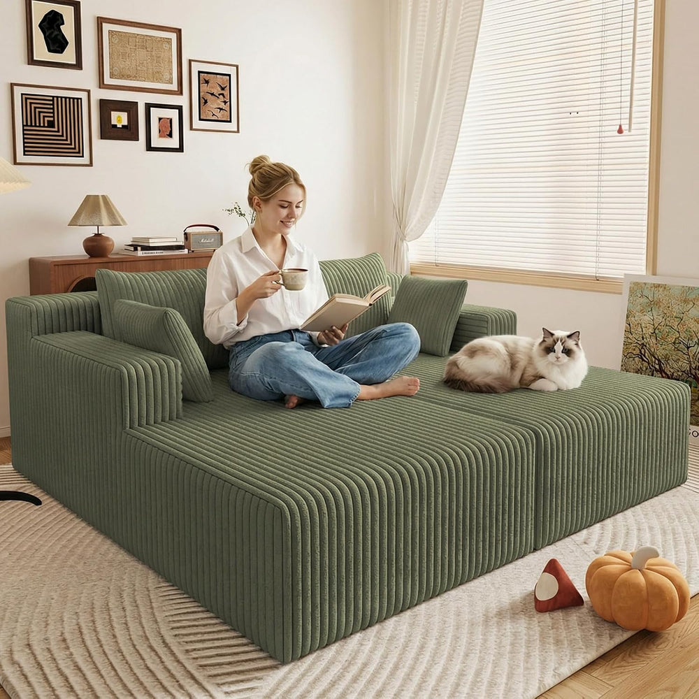 71"Oversized Chaise Lounge Chair,Sectional Double Lounge Chaise with Pil...