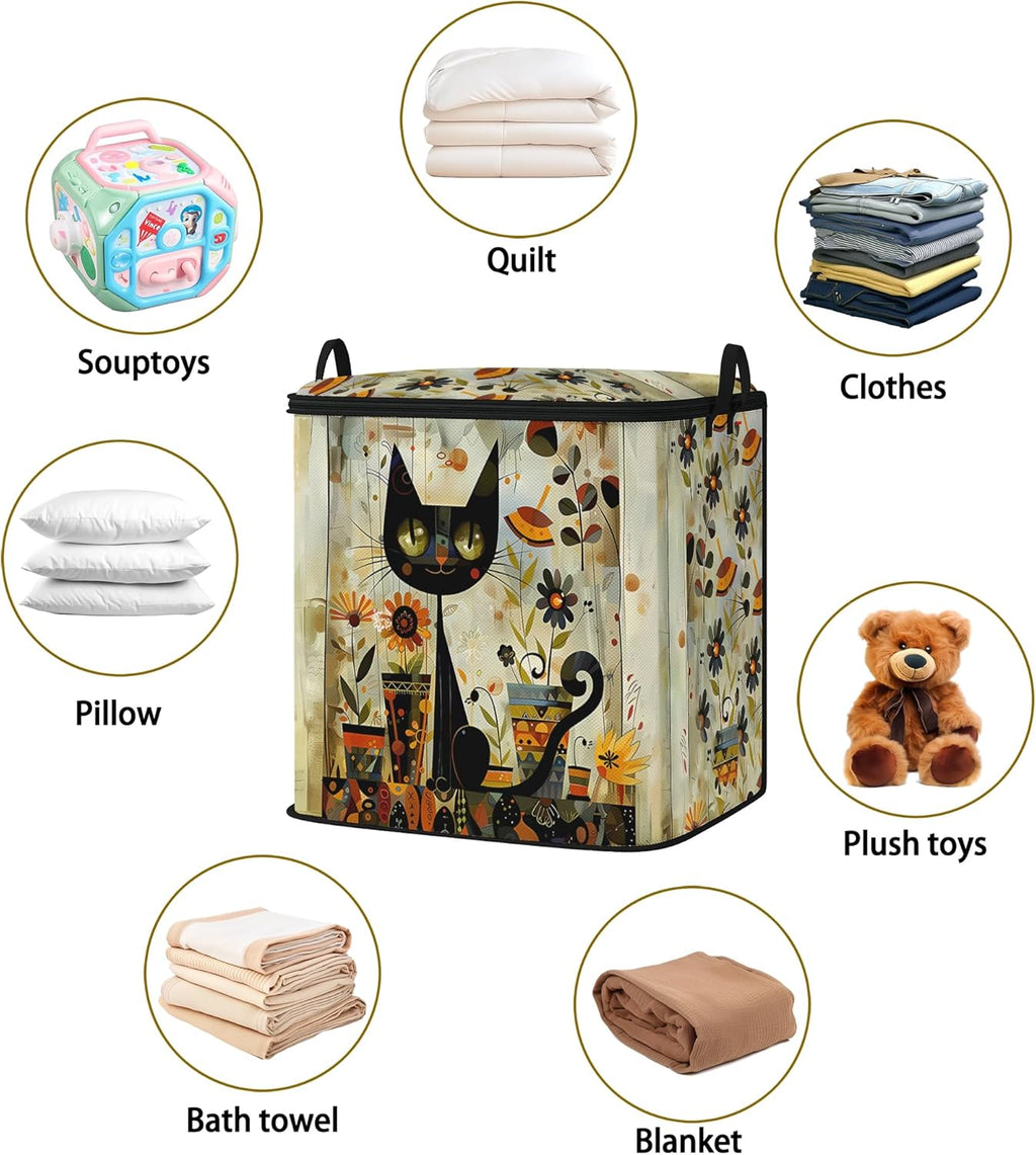 king comforter storage bag,clothes,blanket,bedding,pillow quilt organizer for closet,fabric moving bags with portable handles and zipper 95L(2pack)