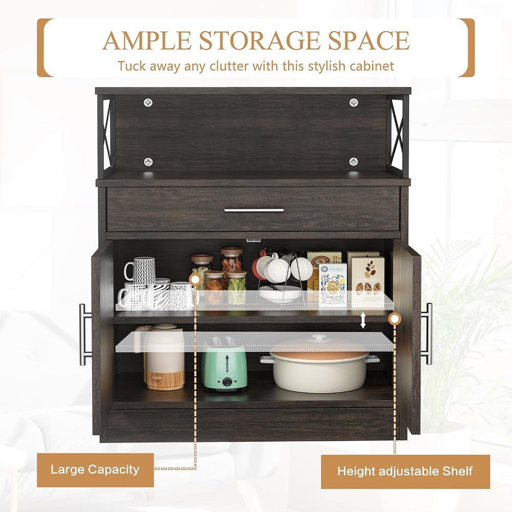 Shintenchi Kitchen Storage Cabinet with Adjustable Shelves and Drawers, Moder...