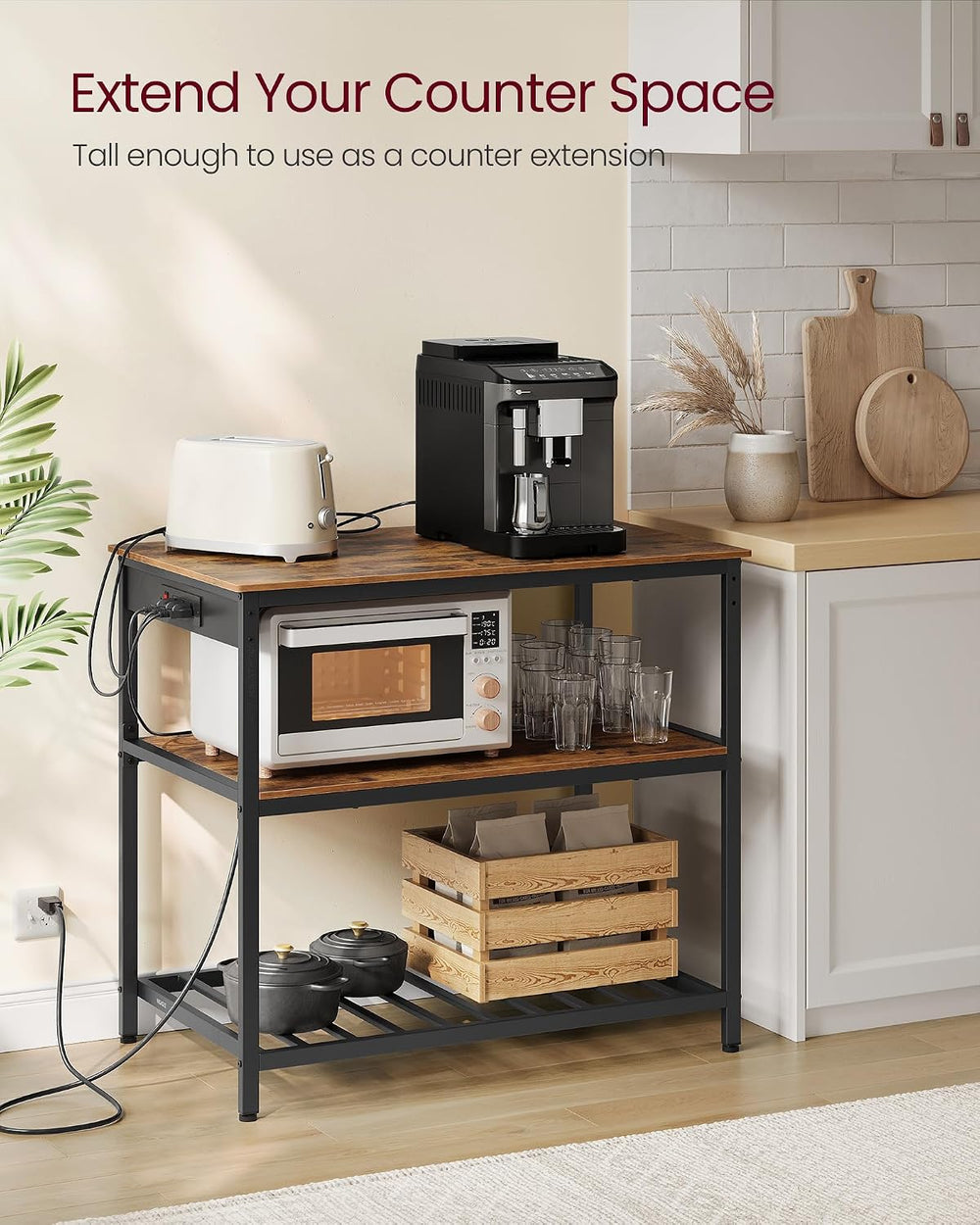 VASAGLE Kitchen Island with 3 Shelves, Storage Cabinet, Steel Structure | Kit...