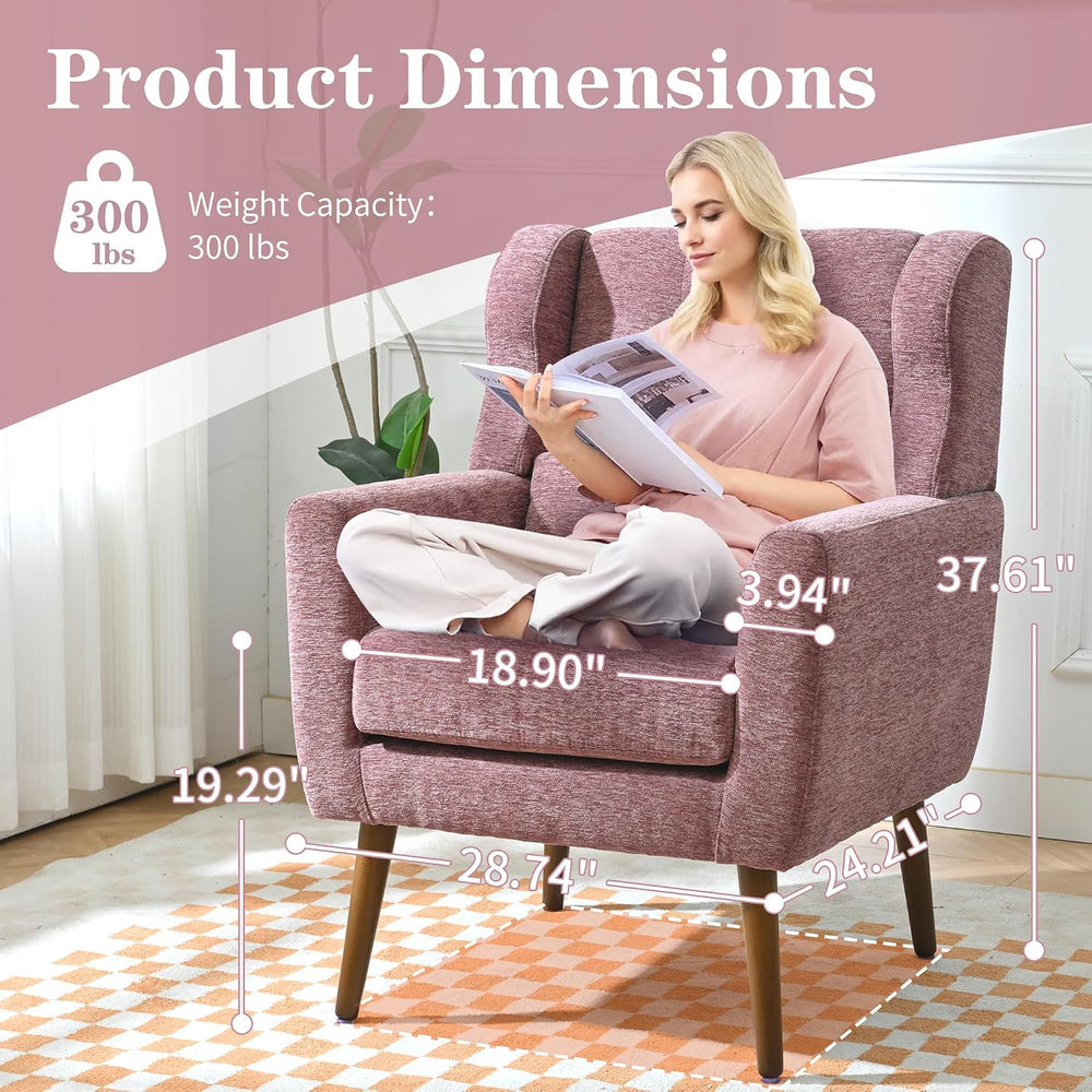 Modern Accent Chair, Upholstered Armchair with Pillow, Fabric Single Sofa Cha...