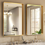 36 x 24 Inch Gold Bathroom Mirror for Wall,Aluminum Alloy Frame Rectangular Wall Mounted Mirror for Farmhouse Decor Horizontal or Vertical Ideal for Bedroom, Living Room